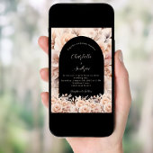 Invitation Rose or noir rose arche à fleurs élégant mariage