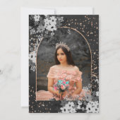 Invitation Rose or noir tiara princess Quinceanera (Dos)