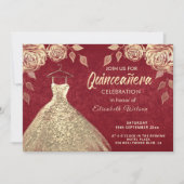 Invitation Rose or paillettes robe or Quinceañera rouge (Devant)