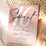 Invitation Rose or parties scintillant bordure script photo S<br><div class="desc">Vous cherchez l'invitation parfaite et la plus cool Sweet 16 anniversaire de fête? Obtenez cette parties scintillant rose or tendance et chic rose sombre et rose pastel doux rose avec un script en bordure photo Sweet 16 invitation, ajoutez votre photo à l'arrière avec un élégant script signature. Contactez-moi si vous...</div>