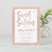 Invitation Rose or parties scintillant cadre rose vif sweet s (Debout devant)