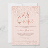 Invitation Rose or parties scintillant cadre script blush Qui (Devant)