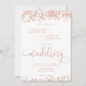 Invitation Rose or parties scintillant confetti blanc mariage (Devant)