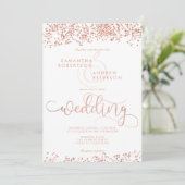 Invitation Rose or parties scintillant confetti blanc mariage (Debout devant)