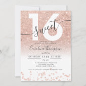 Invitation Rose or parties scintillant confetti blanc Sweet 1 (Devant)