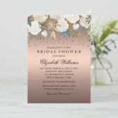 Invitation Rose or Parties scintillant florale Fête des marié (Debout devant)