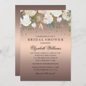 Invitation Rose or Parties scintillant florale Fête des marié (Devant / Derrière)