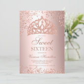 Invitation Rose or parties scintillant photo feuille couronne (Debout devant)