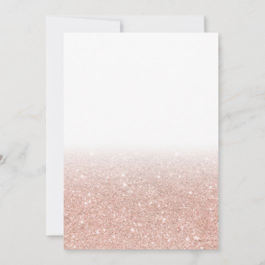 Invitation Rose or parties scintillant script girly blanc Bat (Dos)