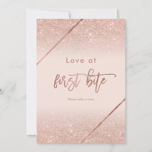 Invitation Rose or parties scintillant typographie blush rose (Devant)