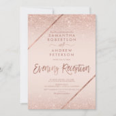 Invitation Rose or parties scintillant typographie blush rose (Devant)