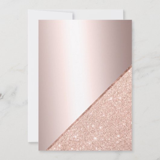 Invitation Rose or parties scintillant typographie feuille mé (Dos)