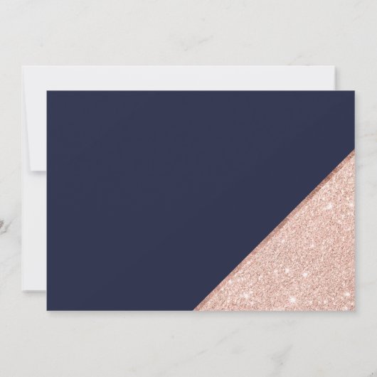 Invitation Rose or parties scintillant typographie marine ble (Dos)