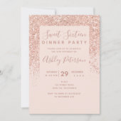 Invitation Rose or parties scintillant typographie rose pâle  (Devant)