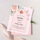 Invitation Rose or pêche arc floral de pêche Graduation Party