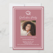 Invitation Rose or photo casquette Graduation Party (Devant)