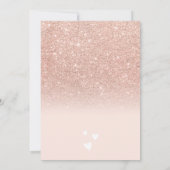 Invitation Rose or rose coeurs script chic douche nuptiale (Dos)