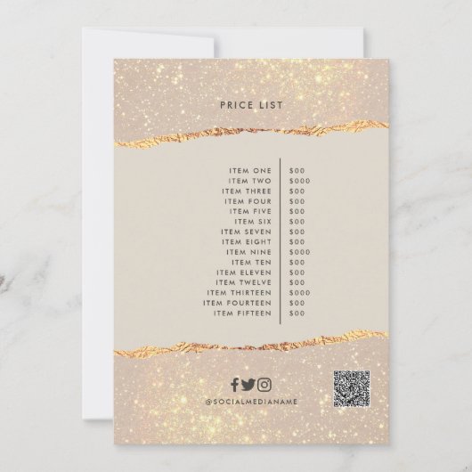 Invitation Rose or rose élégant moderne girly prix QR code (Devant)