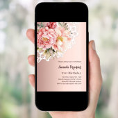 Invitation Rose or rose florale dentelle anniversaire