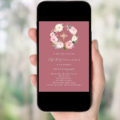 Invitation Rose or rose floraux croiser fille Première commun