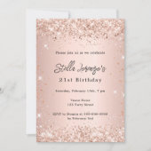 Invitation Rose or rose pâle confetti anniversaire (Devant)