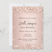 Invitation Rose or rose pâle luxe anniversaire (Devant)