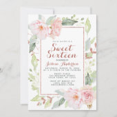 Invitation Rose or rose Parties scintillant géométrique Sweet (Devant)