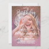 Invitation Rose or rose triple Parties scintillant Ombre phot (Devant)