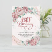 Invitation Rose or rousse rose eucalyptus vert chic (Debout devant)