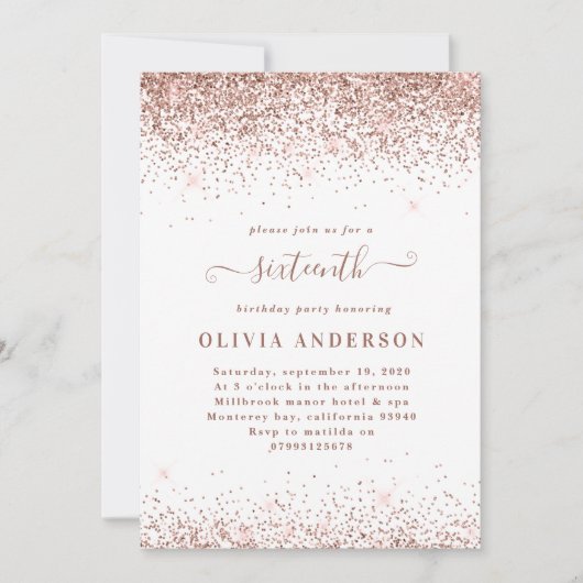 Invitation Rose or scintille parties scintillant scintille  1 (Devant)