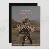 Invitation Rose or script cadre photo mariage (Devant / Derrière)