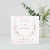 Invitation Rose or simple botanique couronne rustique mariage (Debout devant)
