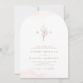 Invitation Rose or simple botanique monogramme rustique maria (Devant)