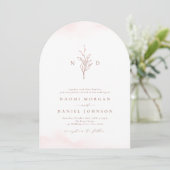 Invitation Rose or simple botanique monogramme rustique maria (Debout devant)