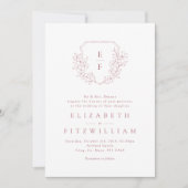 Invitation Rose Or simple cerisier Blossom Monogram Crest (Devant)