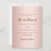 Invitation Rose or simple code QR RSVP mariage de luxe (Devant)