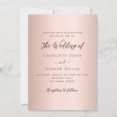 Invitation Rose or simple élégant code QR RSVP mariage (Devant)