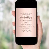 Invitation Rose or simple élégant code QR RSVP mariage