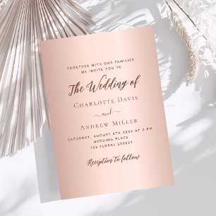 Invitation Rose or simple luxe élégant mariage