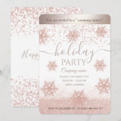 Invitation Rose or snowflake entreprise Fête de vacances (Devant / Derrière)