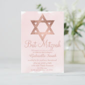 Invitation Rose or typographie blush rose Bat mitzvah (Debout devant)