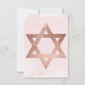 Invitation Rose or typographie blush rose Bat mitzvah (Dos)