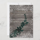 Invitation Rose or typographie feuille neige bois Noël (Dos)