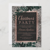 Invitation Rose or typographie feuille neige bois Noël 2 (Devant)