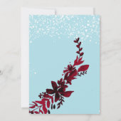 Invitation Rose or typographie feuille rouge neige bleu maria (Dos)