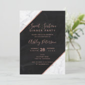 Invitation Rose or typographie marbre marbre damier Sweet 16 (Debout devant)