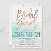 Invitation Rose or typographie plage photo nage douche (Devant)