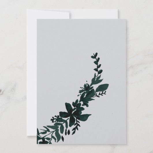 Invitation Rose or typographie vert Floral gris mariage (Dos)