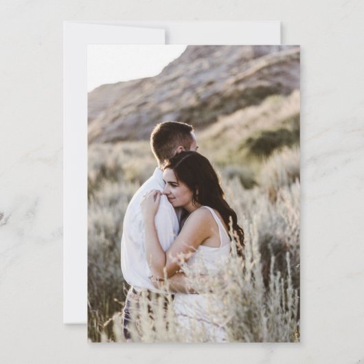 Invitation Rose or vert script élégant 2 photos mariage (Dos)