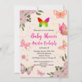 Invitation Rose or violet élégant papillon fille anniversaire (Devant)